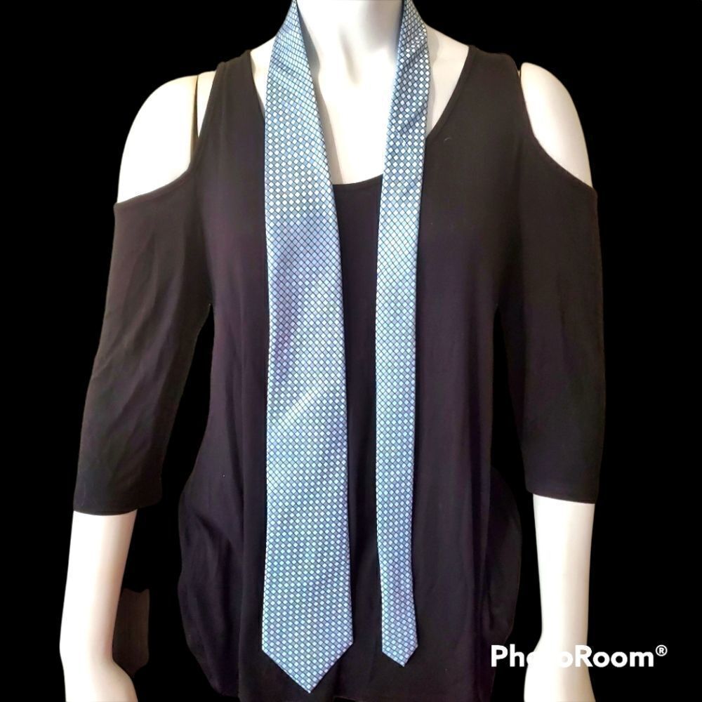 Sean John Blue & White Checkered Silk Tie